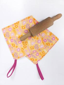 Preview: Baumwoll Druck Kleine Blüten Gelb/Orange/Lila Happy Spring by Swafing 